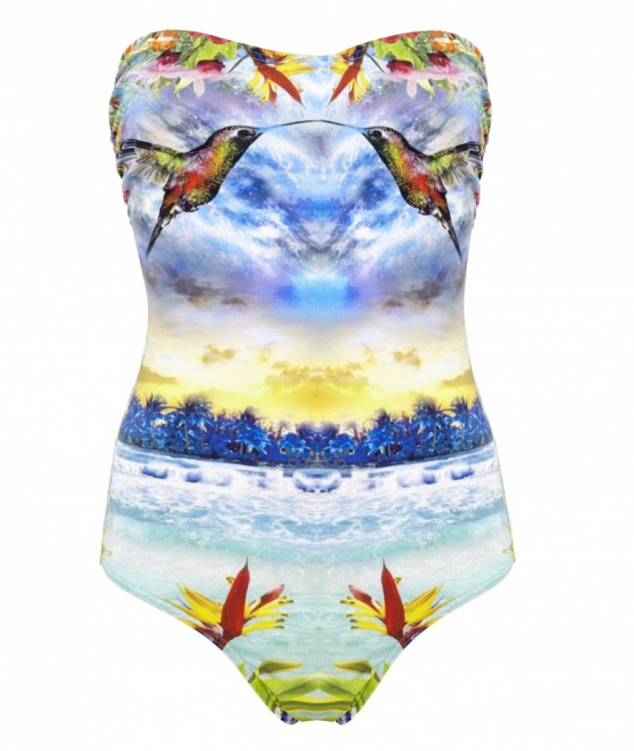 ASOS Tropical Print Bandeau Swimsuit £32