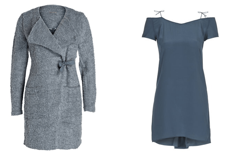 Kuschel Cardigan grau Breuninger Kleid petrol Seide Topshop Modepilot