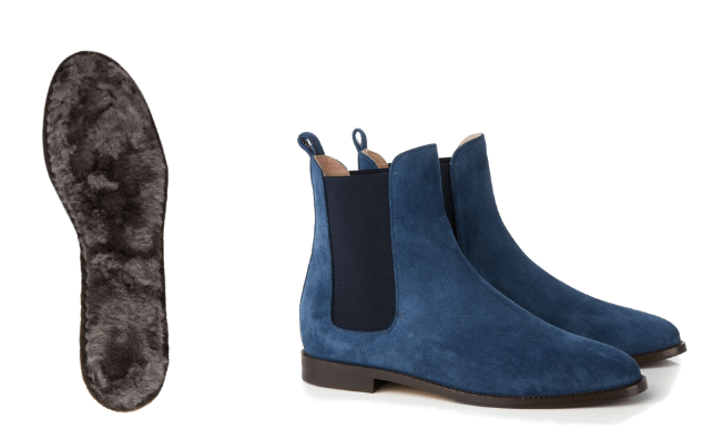 Lammfellsohle Einlegesohle Lammfell Stiefeletten Unützer blau Modepilot