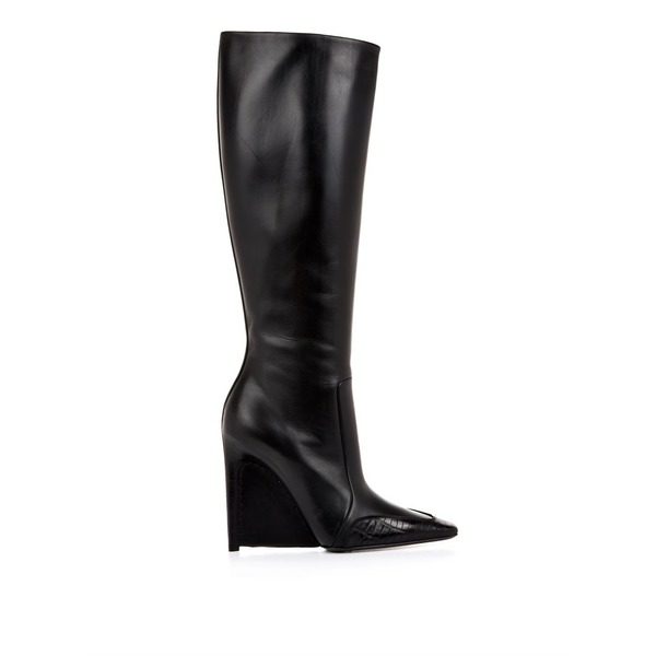 Alligator and leather stiletto-wedge boots balenciaga