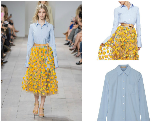 Rock transparent gelb bestickt blumen michael kors