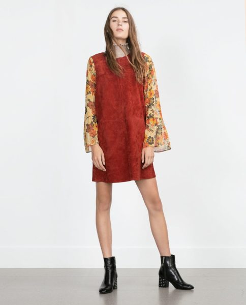 Rotes Wildlederkleid Zara Modepilot