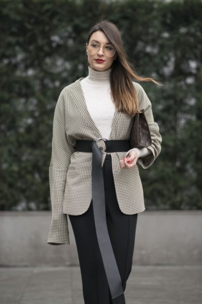 Street style Mailand Milano Milan Blazer belt Modepilot winter 2017