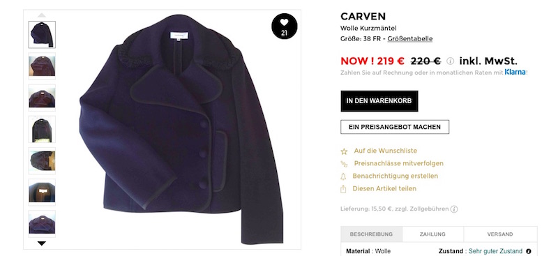 Carven Dunkelblau Jacke Wolle Modepilot