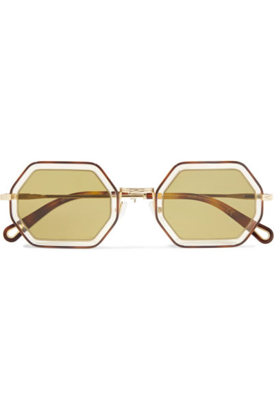 Chloe Modepilot Sonnenbrille Gold achteckig 2018