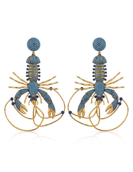 Begum Khan Ohrringe lobster Hummer Modepilot Blau