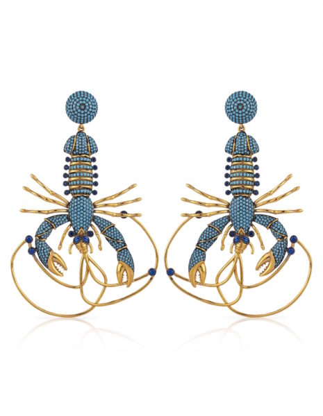 Begum Khan Ohrringe lobster Hummer Modepilot Blau