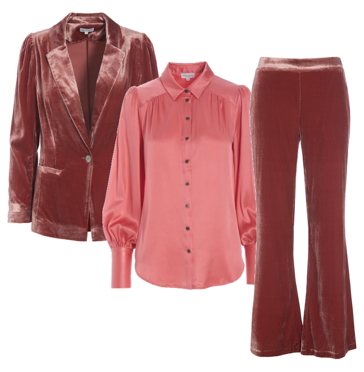 Modepilot Dea Kudibal Rosa Samt und Seidenoutfit