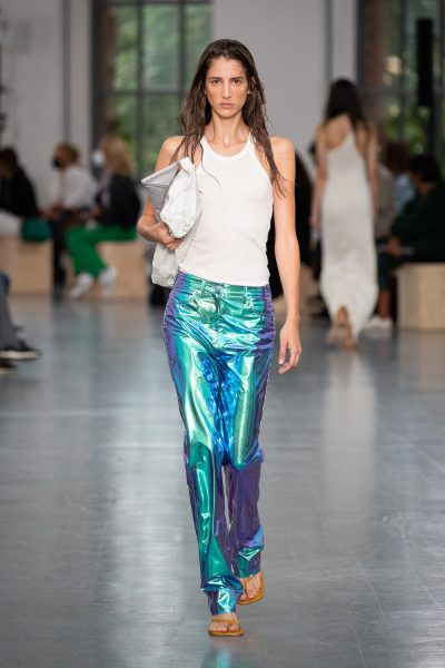 Modepilot Metallic blue pants Sportmax