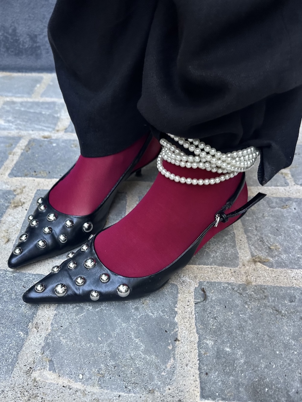 Kitten heels Nylons bordeaux Modepilot